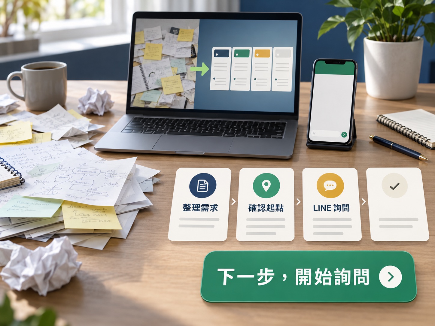 文章有人看，為什麼還是沒人問？用四欄表把讀者接到下一步｜呈現讀者準備採取下一步行動