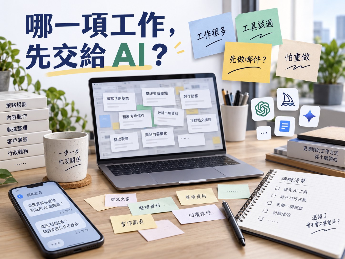 哪一項工作最適合先交給 AI？用四欄排優先順序｜呈現讀者問題與卡點