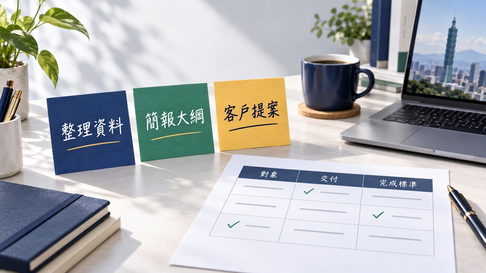 還沒有產品，怎麼用 AI 整理第一個服務提案？附完整草稿與介紹範例｜呈現從零散工作經驗整理成服務提案的主軸，呼應文章標題。