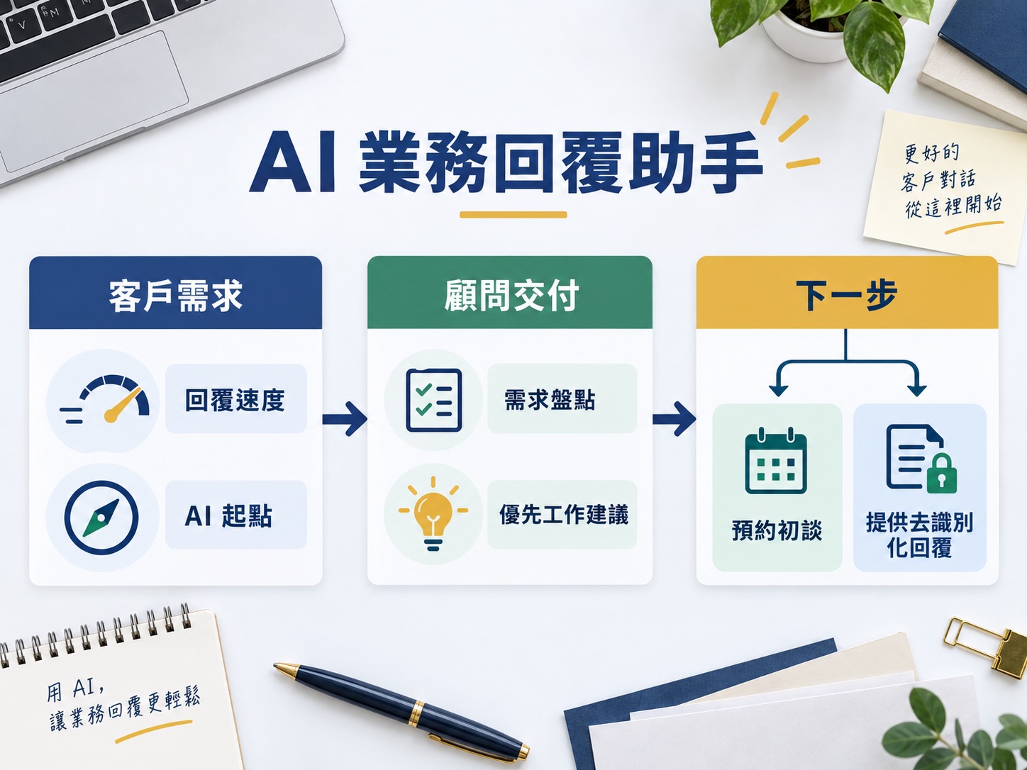把一次好回覆，變成你自己的 AI 業務助手：附指令與兩封可改用範例｜呈現方法、流程與判斷標準