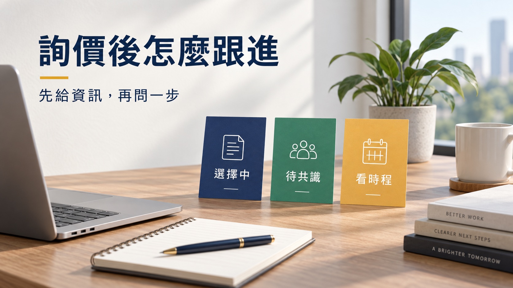 客戶詢價後沒回覆，三種跟進訊息怎麼寫？可直接複製的情境範本｜主題示意圖