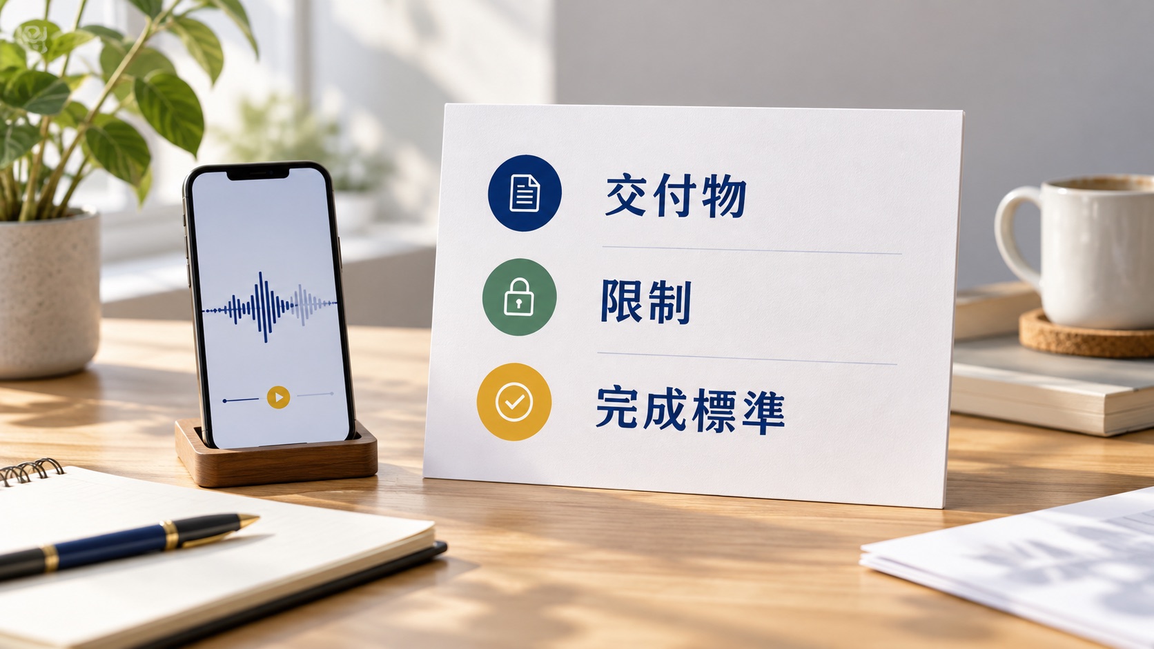 用語音跟 AI 討論工作，怎麼說才不會越聊越散？一分鐘交代清楚｜呈現語音想法整理成清楚任務單的文章主軸。