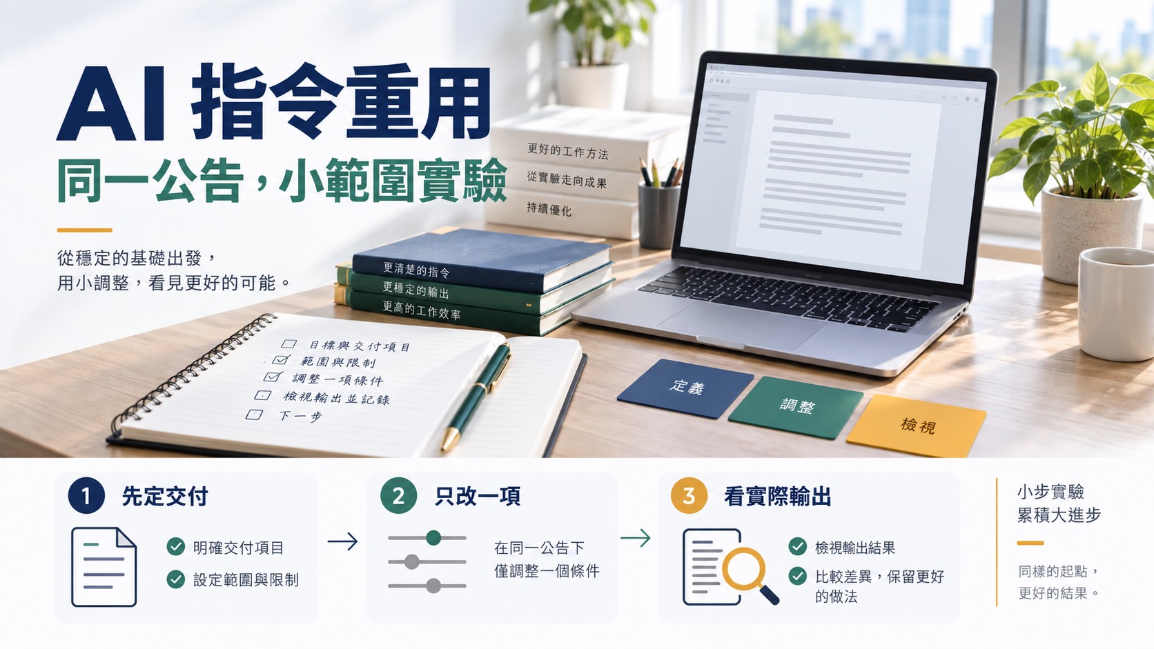 AI 方法能不能重用？用同一堂課程公告做一次小範圍實驗｜主題示意圖