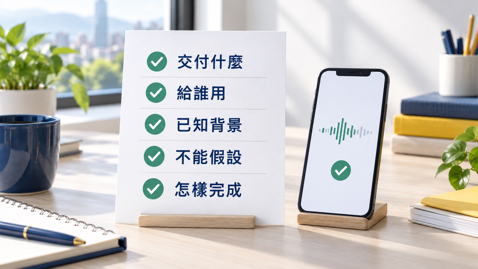 用語音跟 AI 討論工作，怎麼說才不會越聊越散？一分鐘交代清楚｜說明開始生成前先回讀確認的檢核方法。