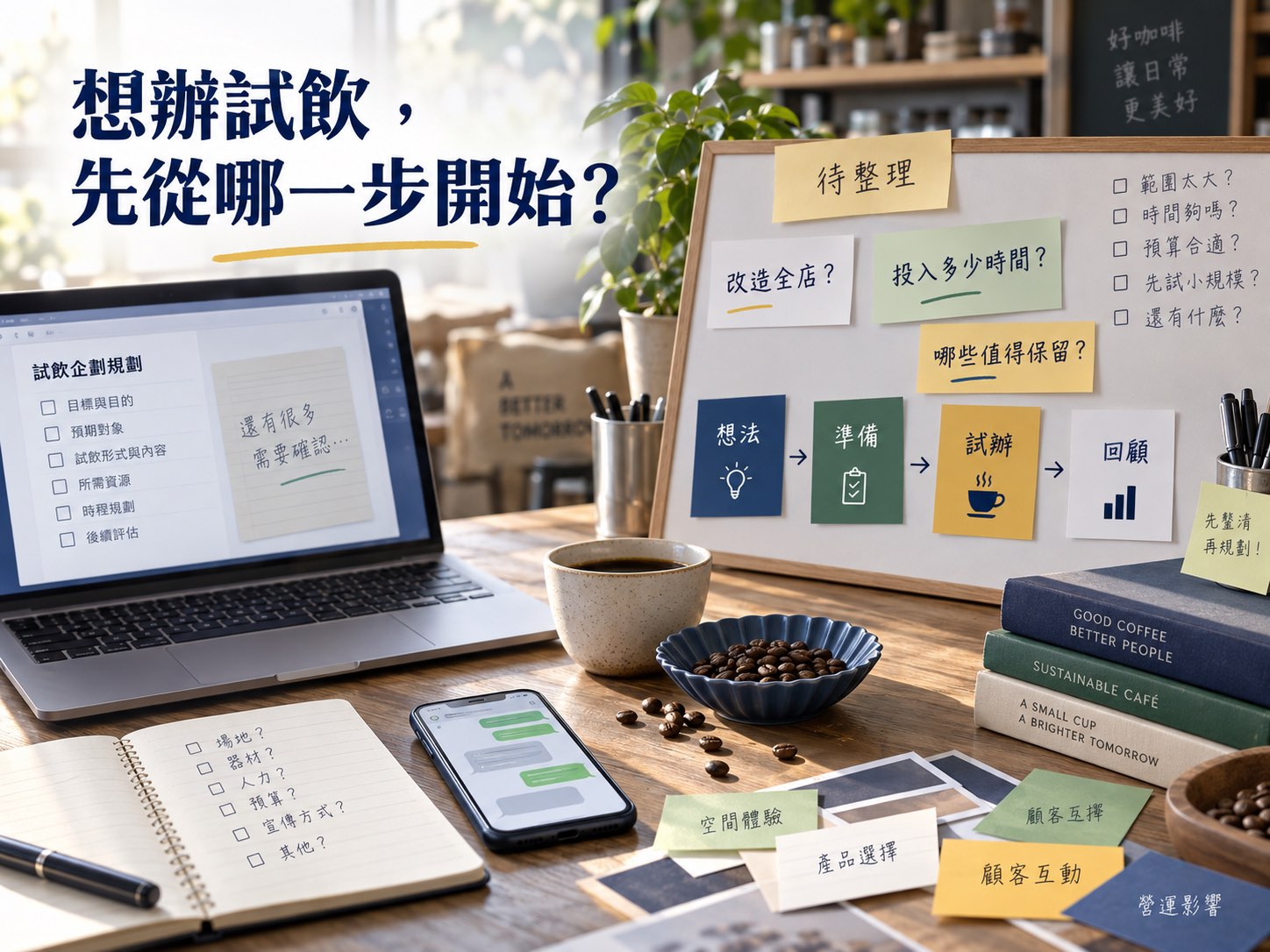 把一個想法排成可開始的小計畫：咖啡店平日下午試飲示範｜呈現讀者問題與卡點
